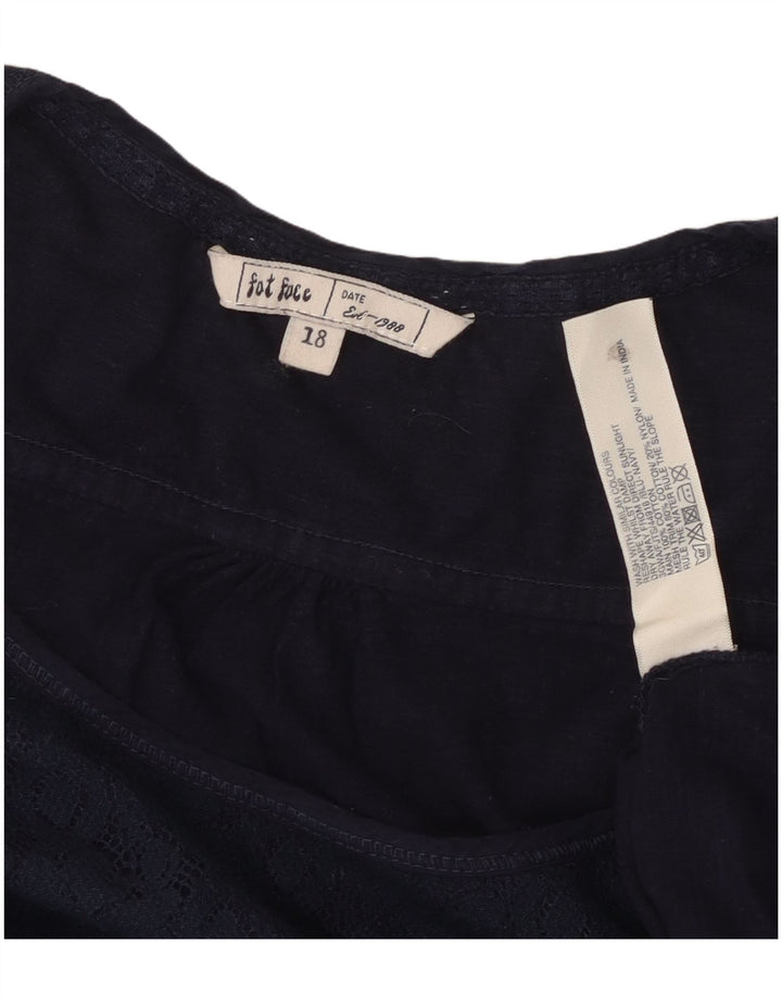 Blusa de manga larga para mujer Fat Face UK 40 XL Algodón floral azul marino