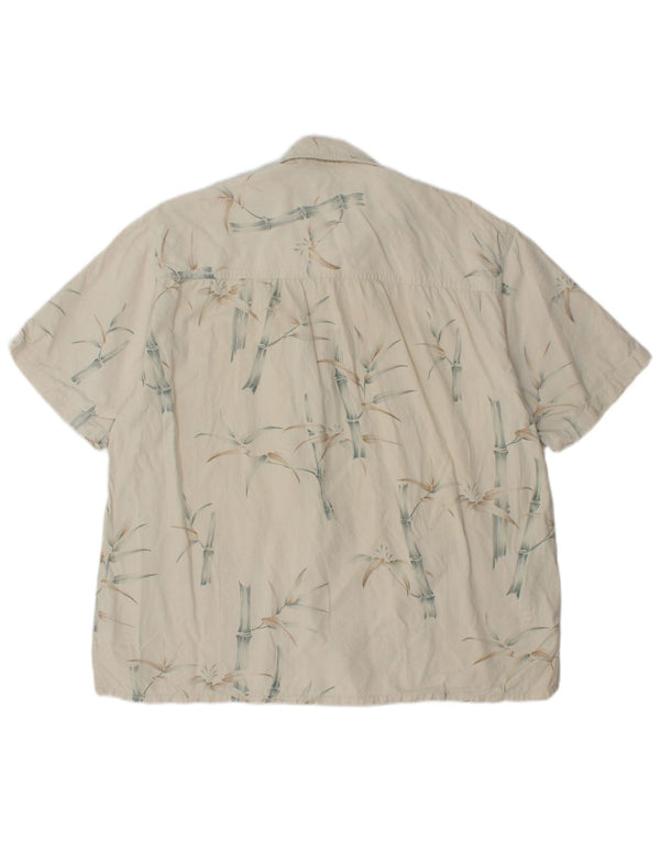 ISLAND REPUBLIC Camisa de manga corta para hombre grande de seda floral blanco roto