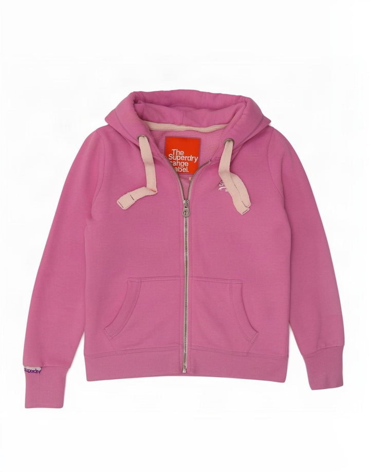 Superdry Suéter con capucha y cremallera para mujer UK 44 Poliéster rosa medio