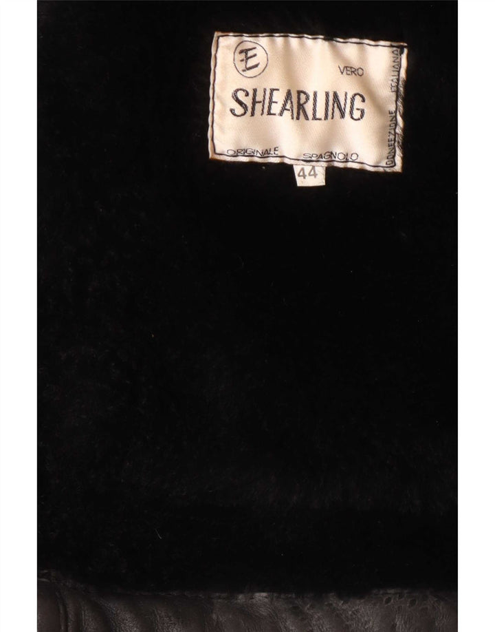 Vintage hombres shearling chaqueta Reino Unido 44 2XL negro shearling