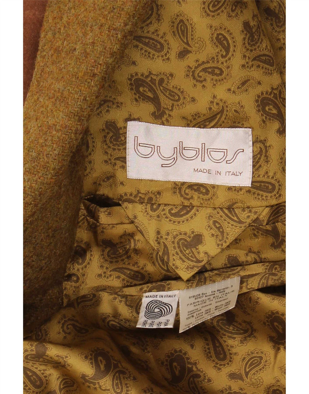 Byblos Chaqueta tipo blazer de 3 botones para hombre IT 50 Large Lana caqui