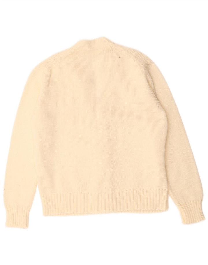 Vintage mujer Cardigan suéter Reino Unido 14 medio apagado blanco