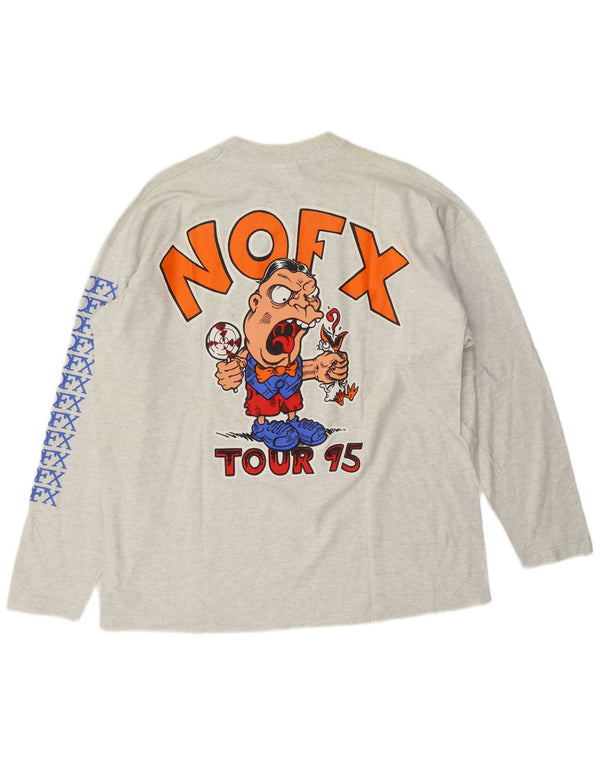 Screen Stars Best Mens NOFX Tour 1995 Graphic Top Manga Larga XL Gris Música