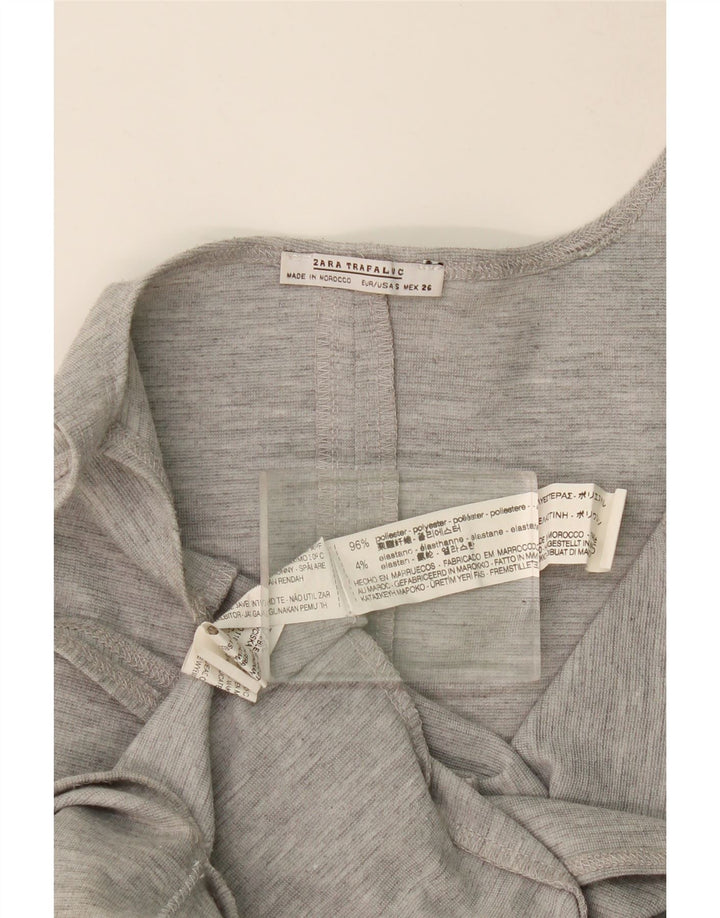 Zara Vestido Ajustado Sin Mangas para Mujer UK 8 Pequeño Poliéster Gris