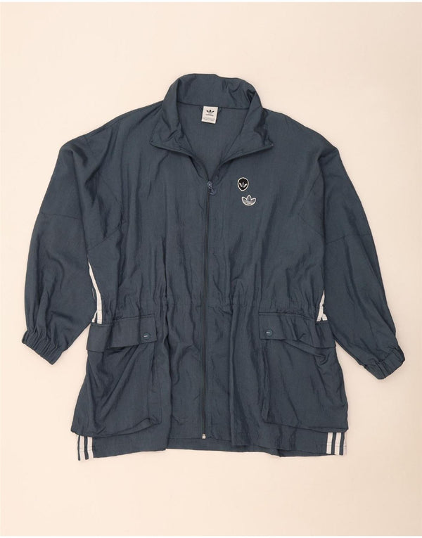Adidas - Chaqueta utilitaria extragrande para mujer, talla 8, talla pequeña, poliamida azul