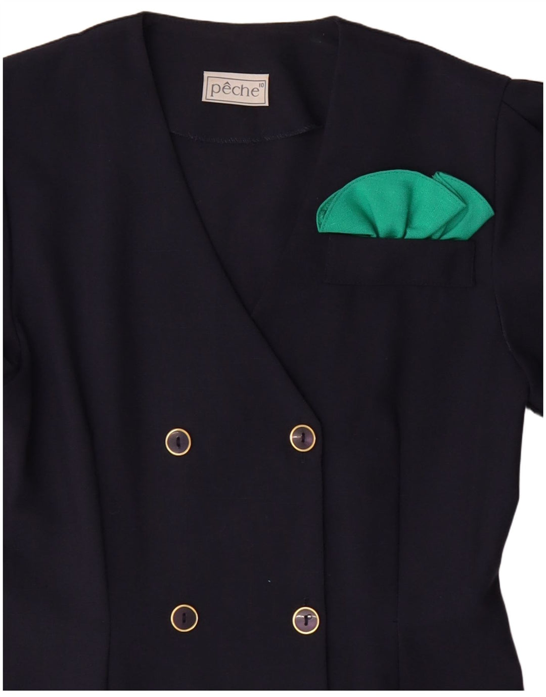 VINTAGE mujer vestido de vaina de doble pecho US 10 grande azul marino