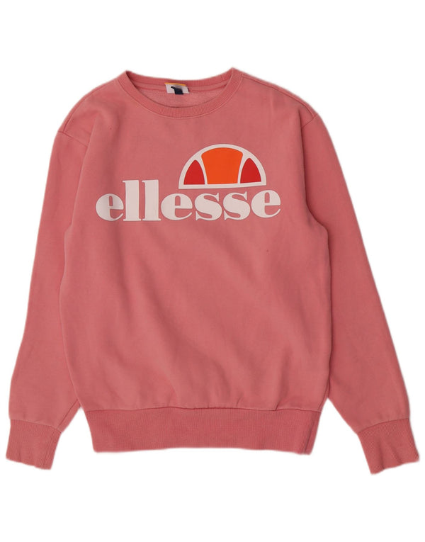 Ellesse Sudadera gráfica para mujer Jumper UK 10 Small Pink Cotton