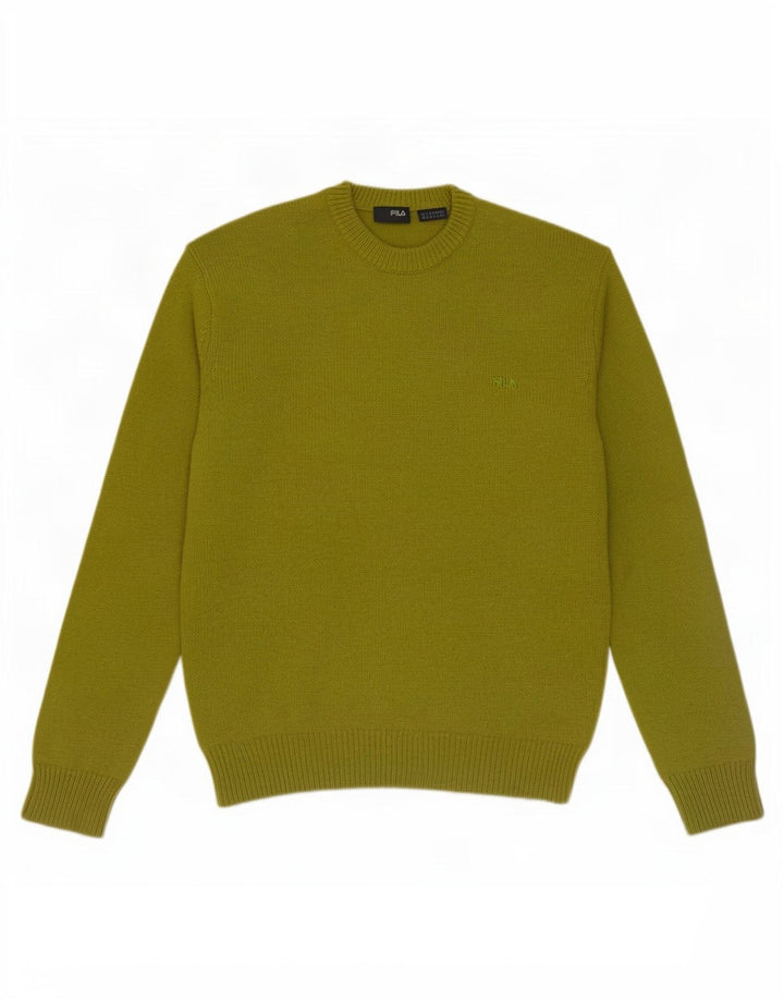 Fila Hombre Crew Neck Jumper Sweater Medium Khaki Wool