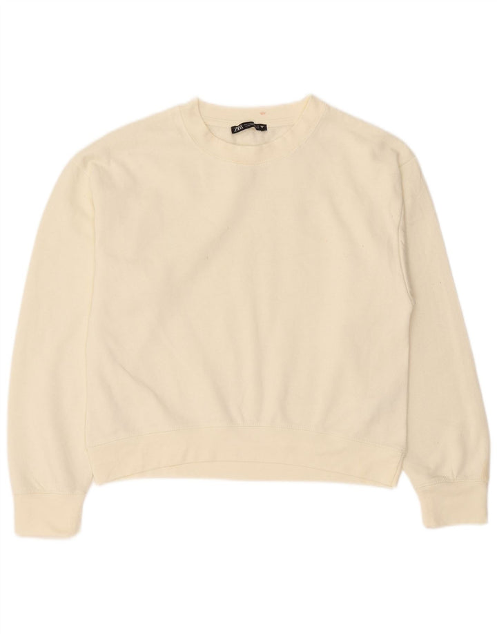 Zara Mujer Sudadera Jumper UK 14 Medio Off White Poliéster