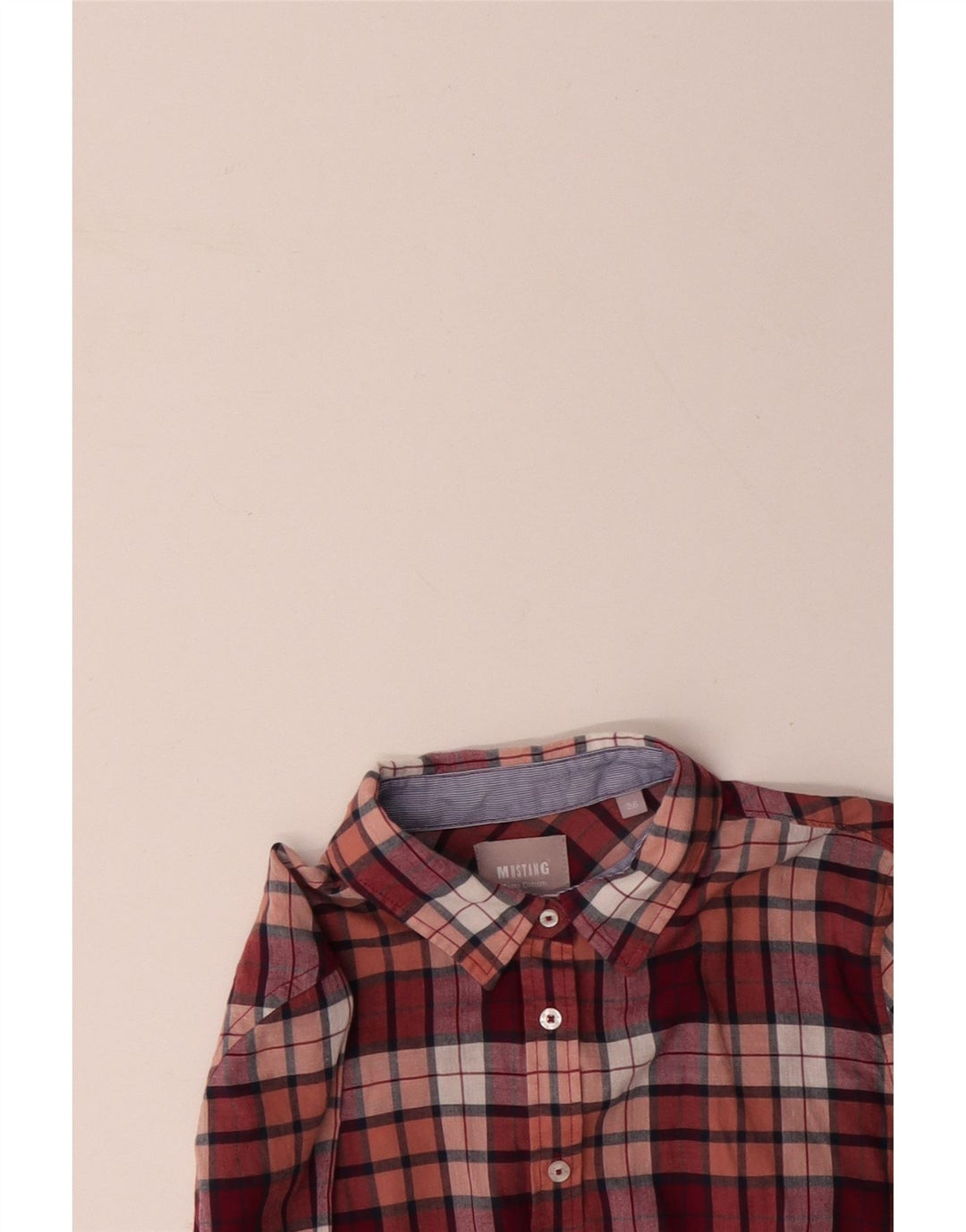 MUSTANG Camisa de mujer EU 36 Algodón a cuadros rosa pequeño