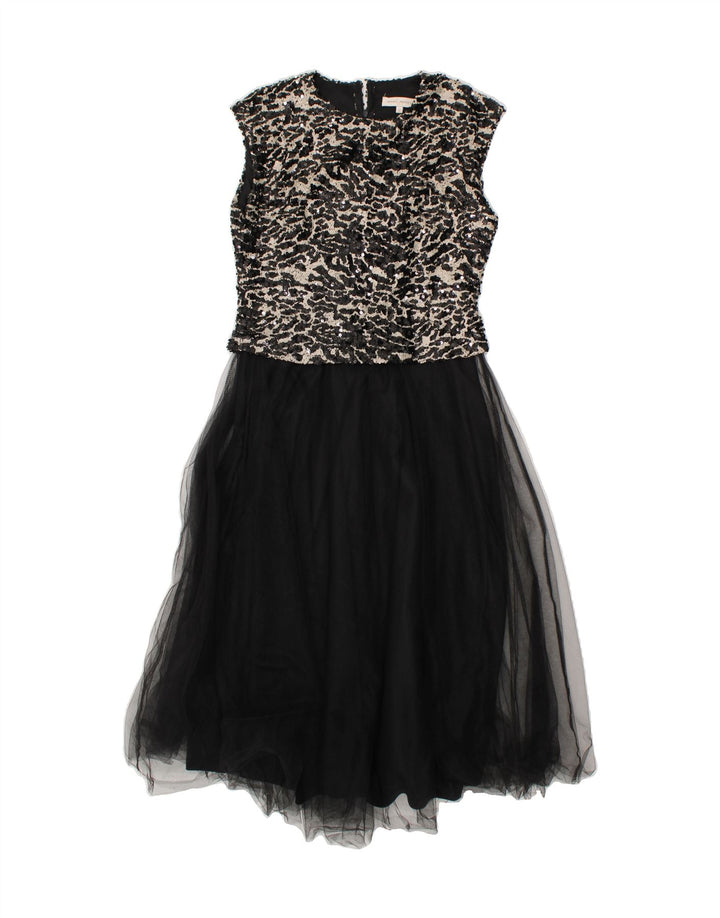 VINTAGE Womens Sleeveless A-Line Dress UK 12 Medium Black Polyester Vintage Vintage and Second-Hand Vintage from Messina Hembry 