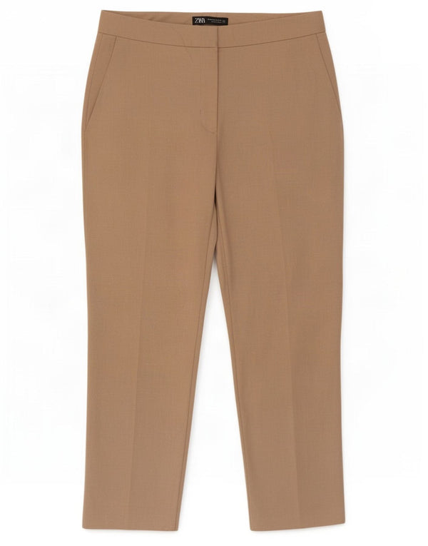 Zara Pantalón chino cónico para mujer EU 42 Large W32 L27 Poliéster beige