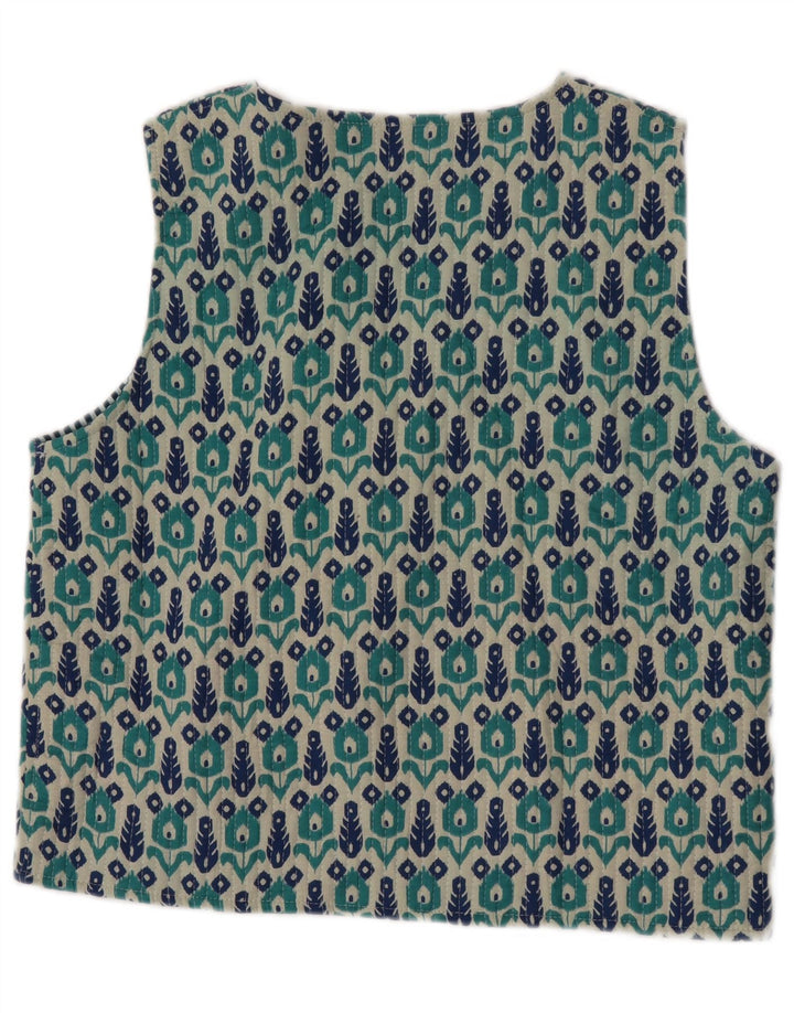 Vintage mujer chaleco Reino Unido 14 medio azul floral