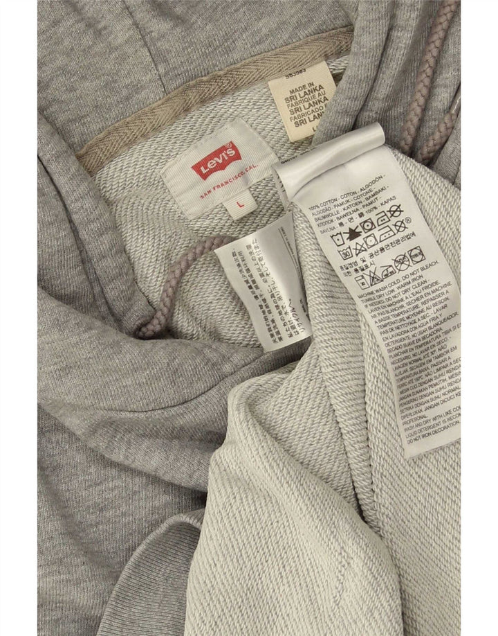 Levi's Jersey con capucha gráfica para hombre de algodón gris grande