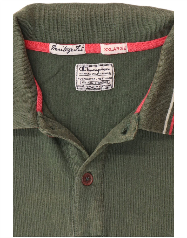CHAMPION Polo Heritage Fit para hombre 2XL Verde