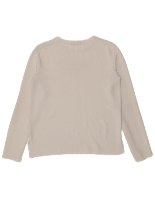 Zara Mujer Top Manga Larga UK 10 Small Blanco