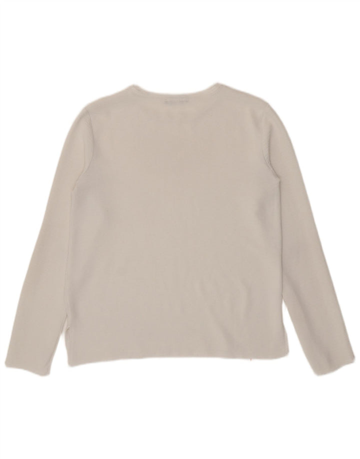 Zara Mujer Top Manga Larga UK 10 Small Blanco