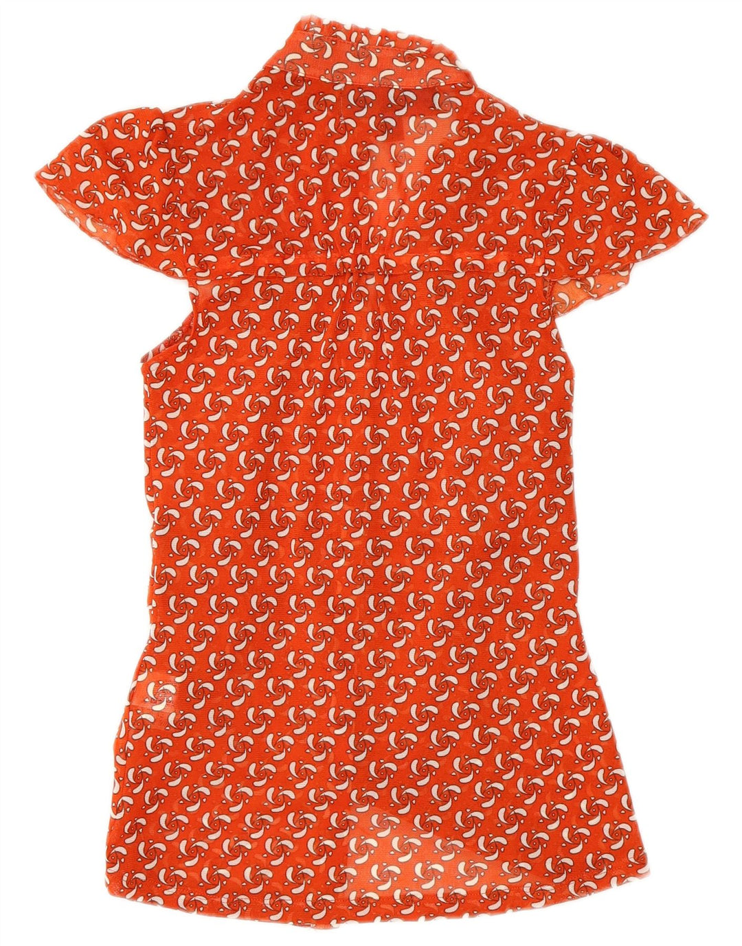 Zara Blusa de Manga Corta con Estampado Abstracto para Mujer UK 8 Small Naranja