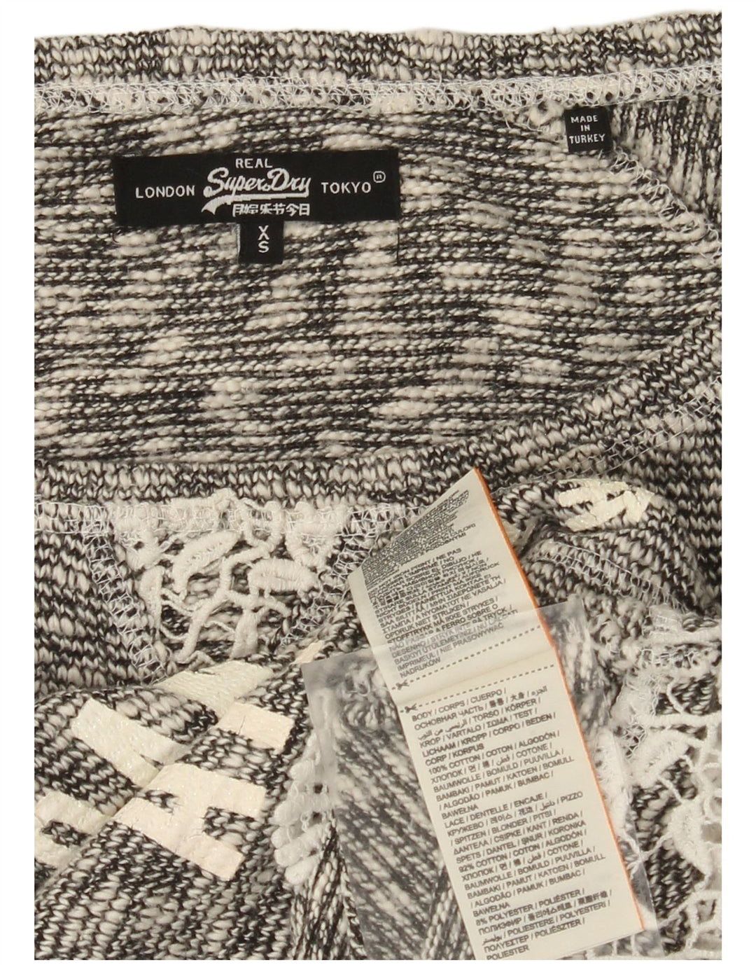 Superdry Jersey extragrande con cuello barco y corte para mujer, talla 6, XS, algodón gris