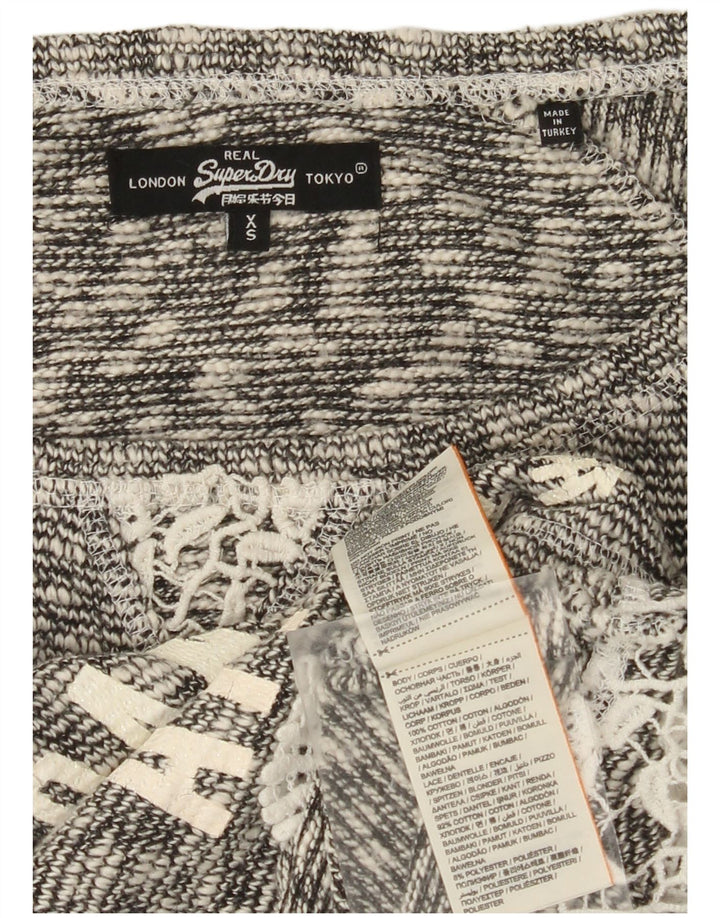 Superdry Jersey extragrande con cuello barco y corte para mujer, talla 6, XS, algodón gris