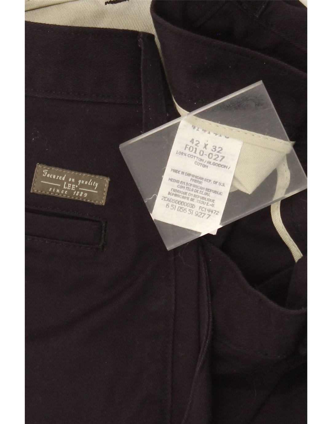 LEE Pantalones chinos con pinzas para hombre W42 L32 Algodón azul marino