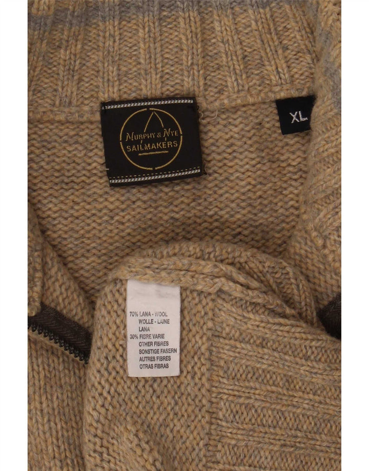 Murphy & Nye Suéter tipo jersey con cuello y cremallera para hombre XL Lana moteada en beige