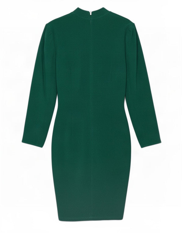 Vintage mujer manga larga vestido vestido Reino Unido 12 verde medio