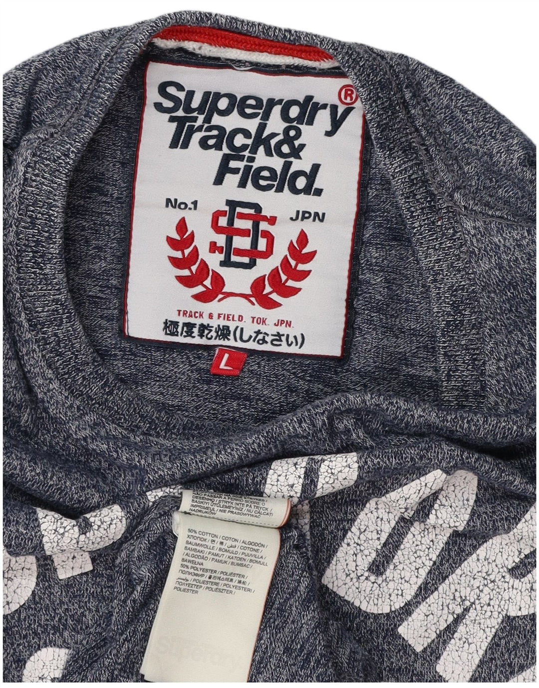 SUPERDRY Camiseta gráfica de atletismo para hombre Top grande de algodón moteado azul