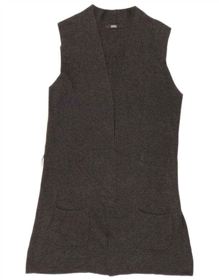Marks & Spencer Suéter tipo cárdigan sin mangas para mujer UK 42 Gris medio