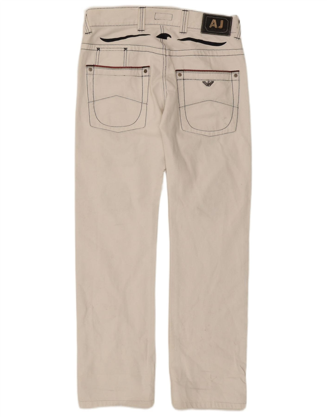 Armani Jeans Rectos Desgastados Mujer W32 L30 Algodón Blanco