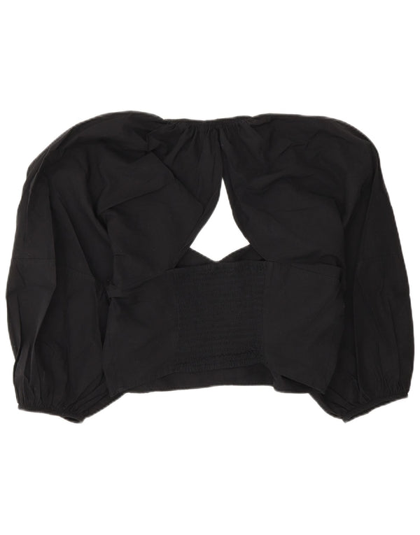 Zara Mujer Blusa Corta Top UK 44 Grande Negro