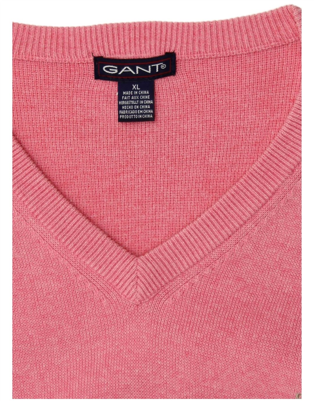 GANT Jersey con cuello en V para hombre XL de algodón moteado en rosa
