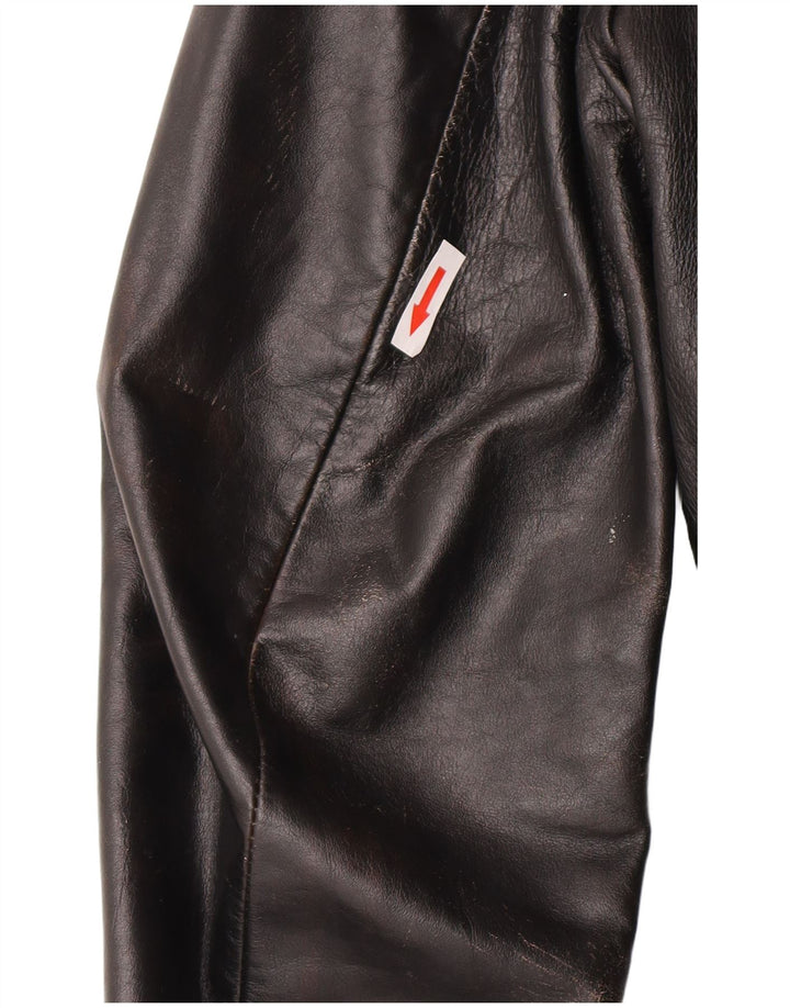 Vintage mujer chaqueta de cuero Reino Unido 10 pequeño cuero negro