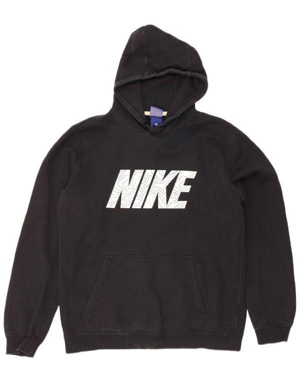 Nike Sudadera con capucha gráfica para hombre, jersey de algodón negro mediano