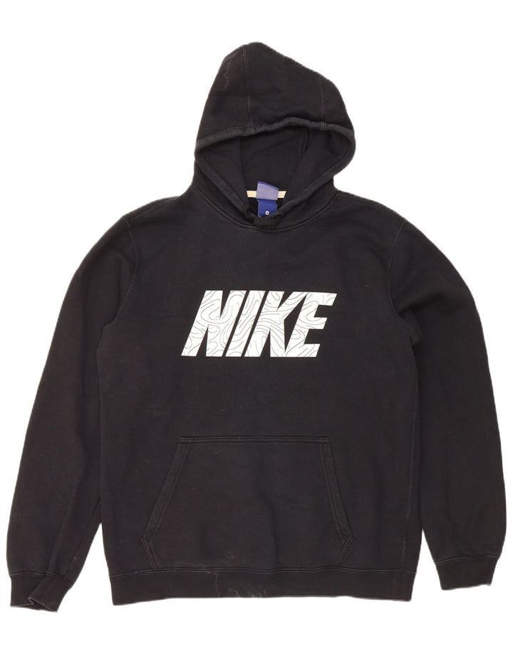Nike Sudadera con capucha gráfica para hombre, jersey de algodón negro mediano