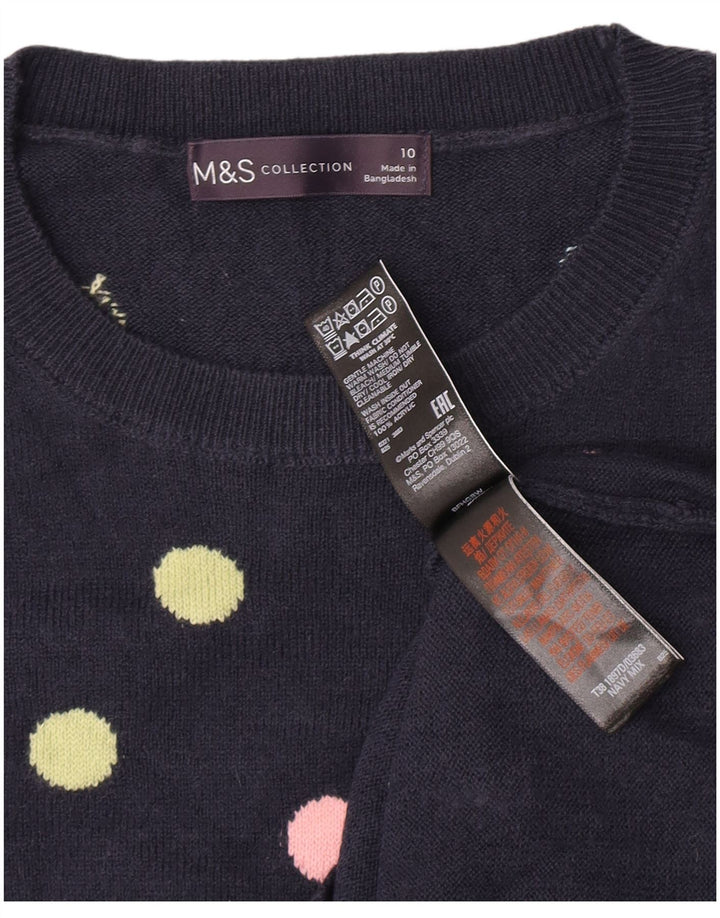 Marks & Spencer Jersey de Cuello Redondo para Mujer UK 10 Small Azul Marino