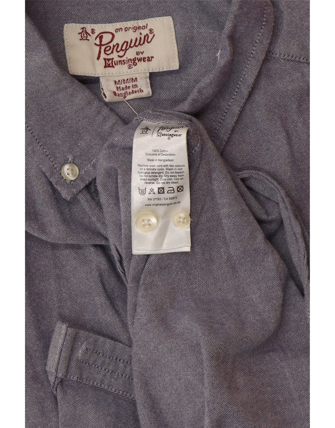 Camisa Penguin Heritage Slim Fit De Algodón Azul Medio