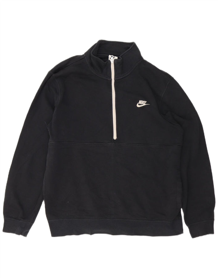 Nike - Sudadera con cuello y cremallera para hombre, talla grande, algodón negro