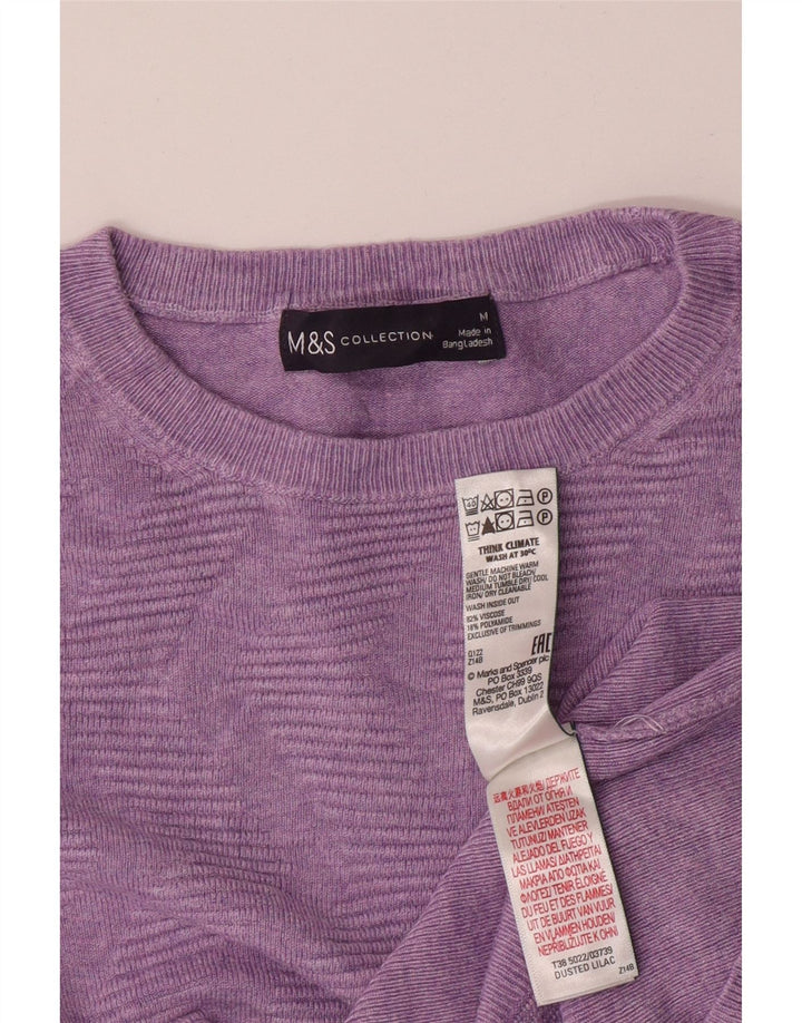 MARKS & SPENCER Suéter tipo jersey con cuello barco para mujer Reino Unido 40 Medio Púrpura