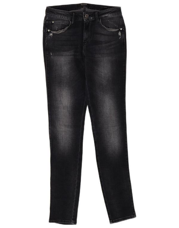 Guess Vaqueros pitillo desgastados Curve para mujer W28 L30 Algodón negro