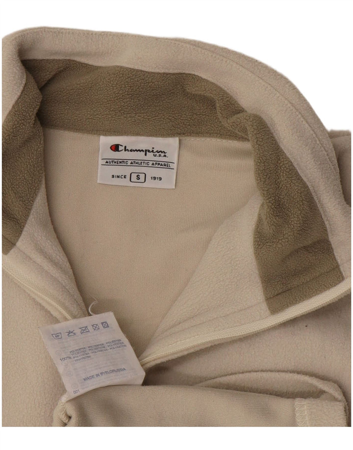 Champion Jersey de forro polar con cuello y cremallera para mujer UK 10 Small Beige Poliéster