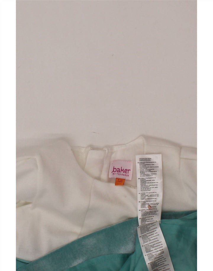 TED BAKER Vestido acampanado para niñas de 9 a 12 meses, poliéster floral blanco