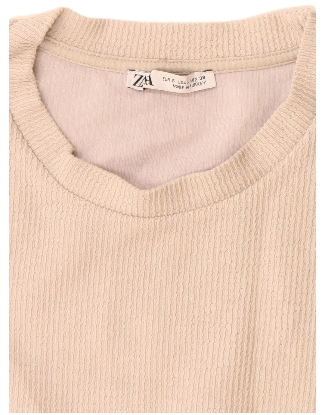 Zara Hombre Camiseta Top Small Beige Algodón