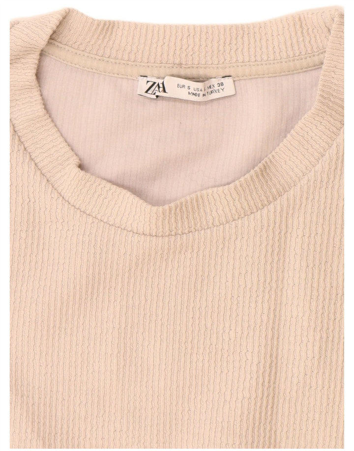 Zara Hombre Camiseta Top Small Beige Algodón