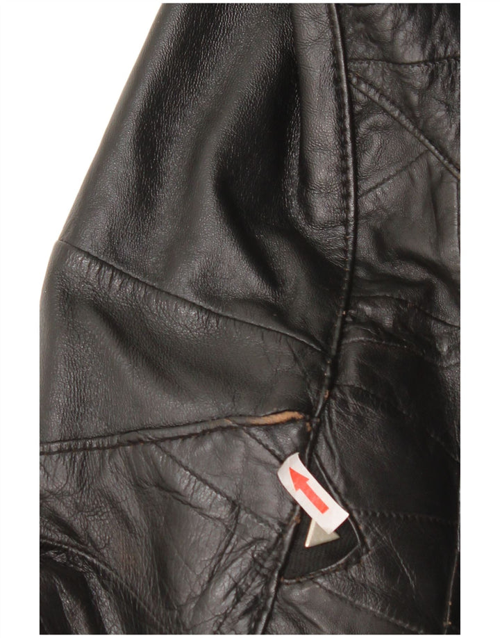 Vintage mujer bombardero chaqueta de cuero Reino Unido 12 cuero negro medio