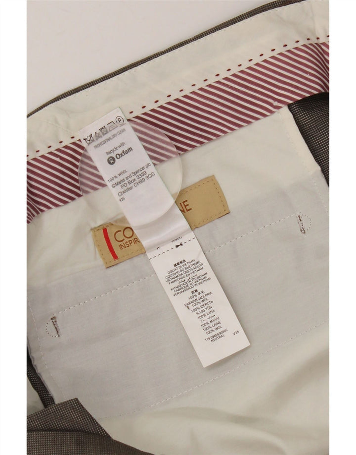 MARKS & SPENCER Pantalón de traje recto para hombre W38 L31 Lana marrón