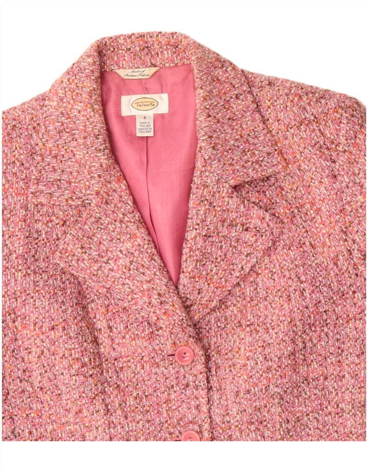 TALBOTS Chaqueta tipo blazer de 3 botones para mujer US 8, acrílico moteado rosa mediano