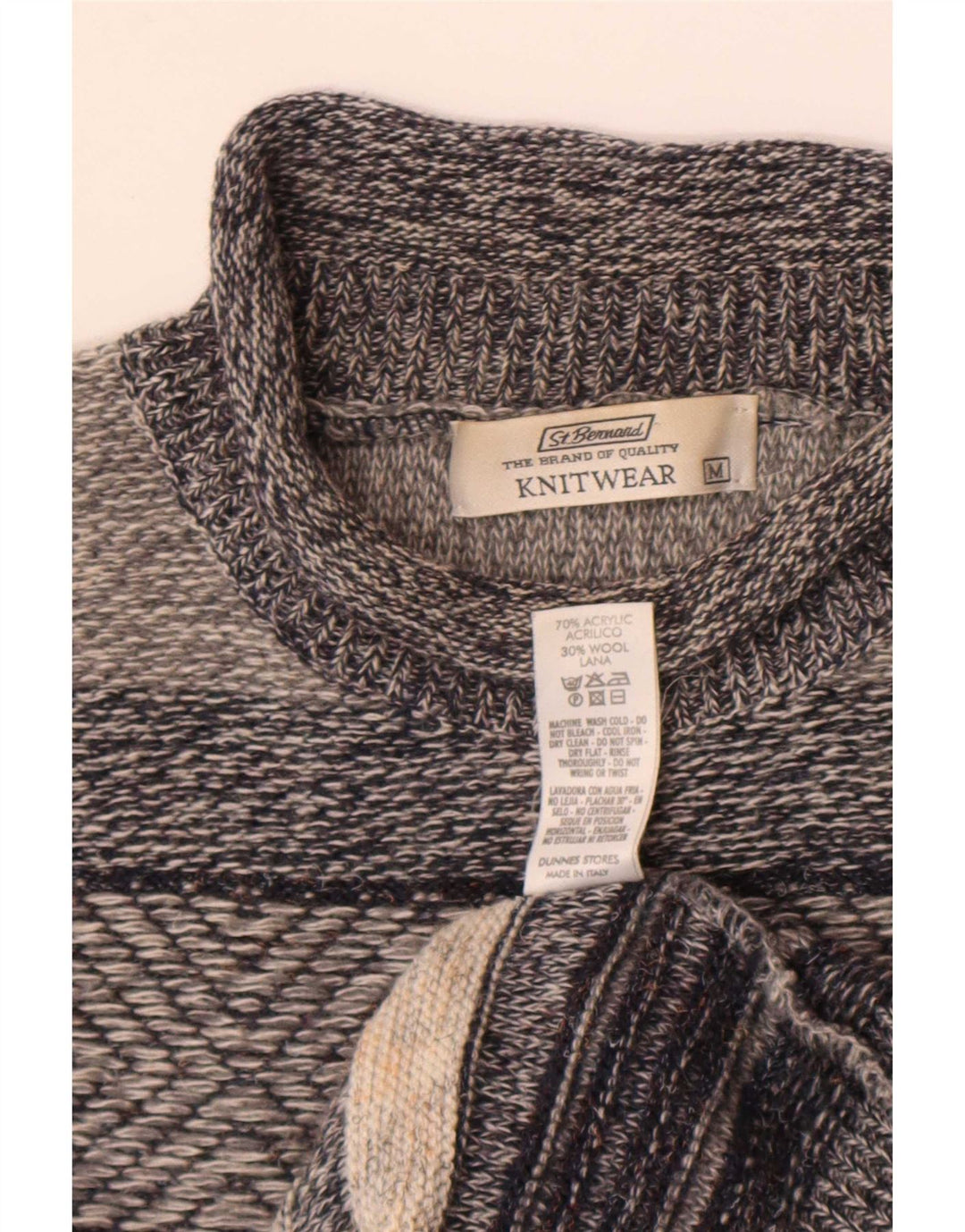 St. Bernard - Jersey para hombre con cuello vuelto, acrílico a rayas, color gris medio