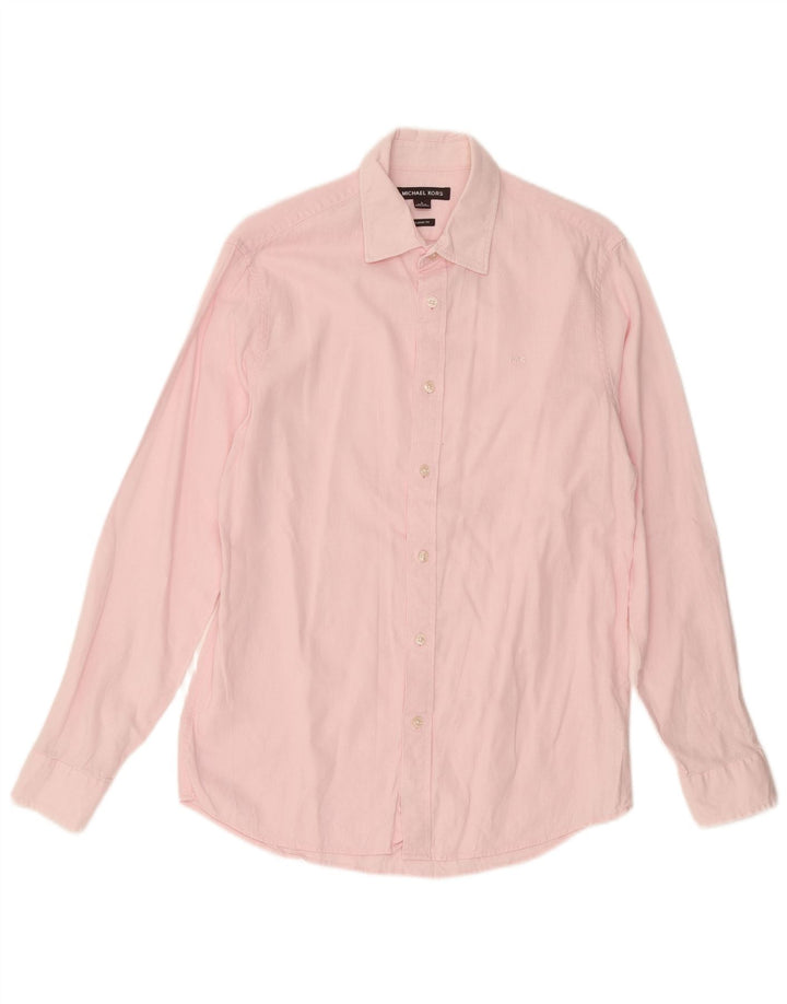 MICHAEL KORS Camisa de corte clásico para hombre, talla pequeña, lino rosa