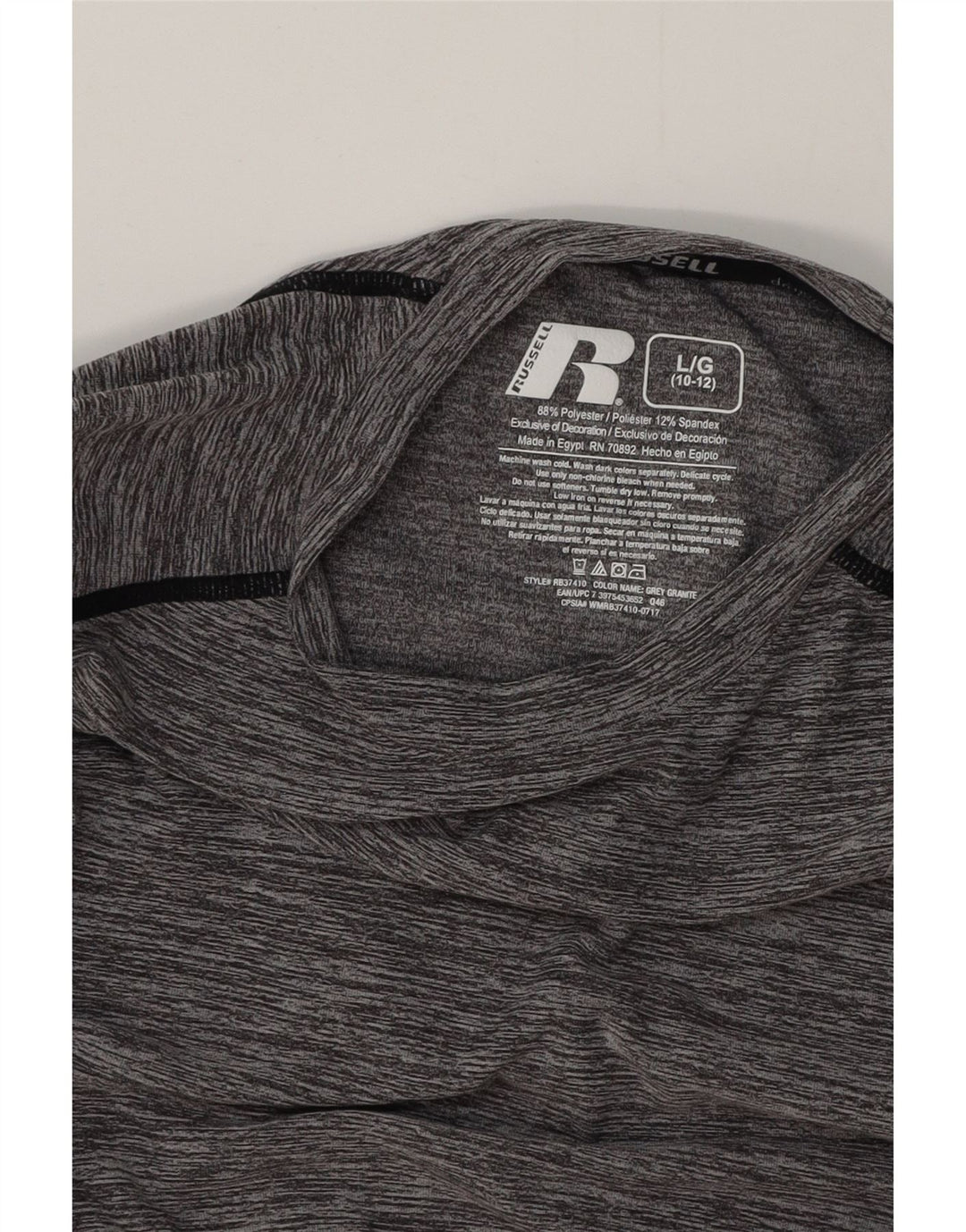 RUSSELL ATHLETIC Camiseta Dri-Power de manga larga para niños 10-11 años Grande Gris